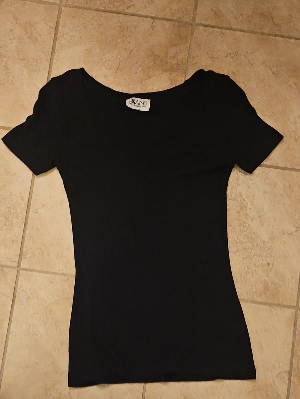 J&ANS Dolce & Gabbana Black Short-Sleeve Scoop Neck Top